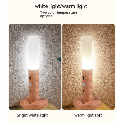 Rechargeable Wood Grain Infrared Sensor Lamp Smart Home Magnetic Induction Wall Lamp