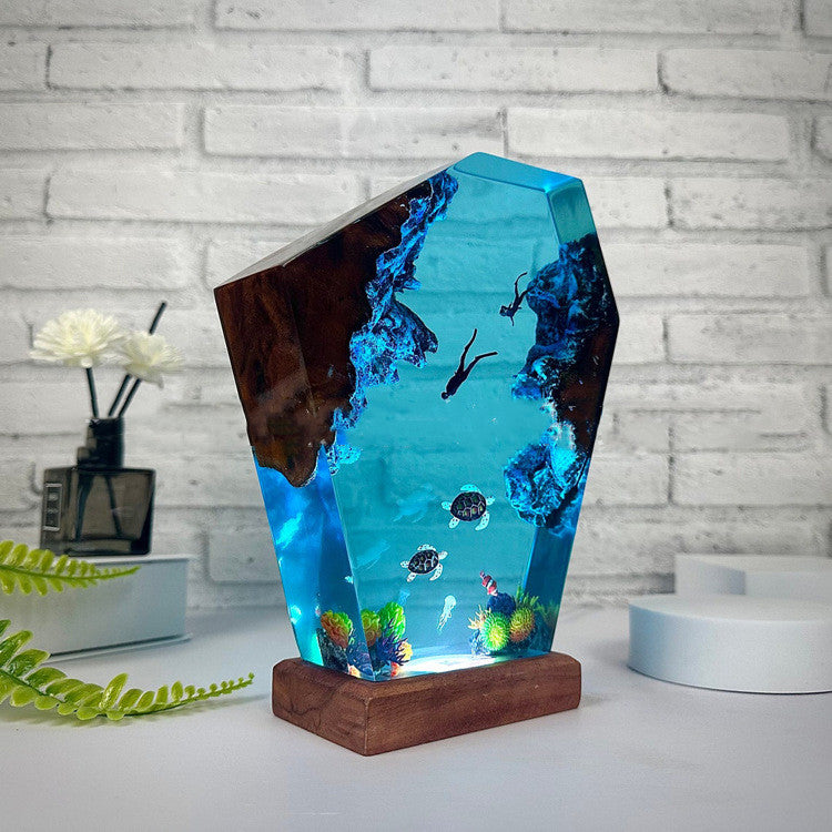 Submarine Coral Reef Turtle Small Night Lamp