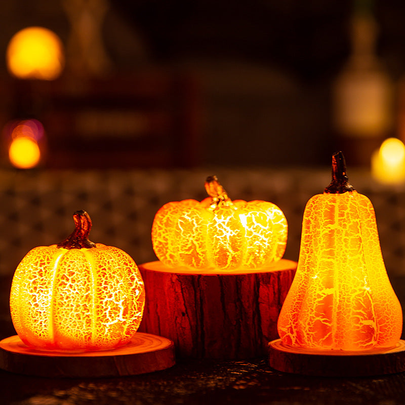 New Halloween Pumpkin Lantern Simulation Pumpkin LED Candle Lamp Resin Luminous Pumpkin