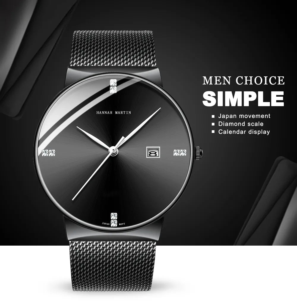 Men Watch Stainless Steel Classical Business Waterproof Top Brand Luxury Quartz Movement Wristwatches Calendar Relogio Masculino