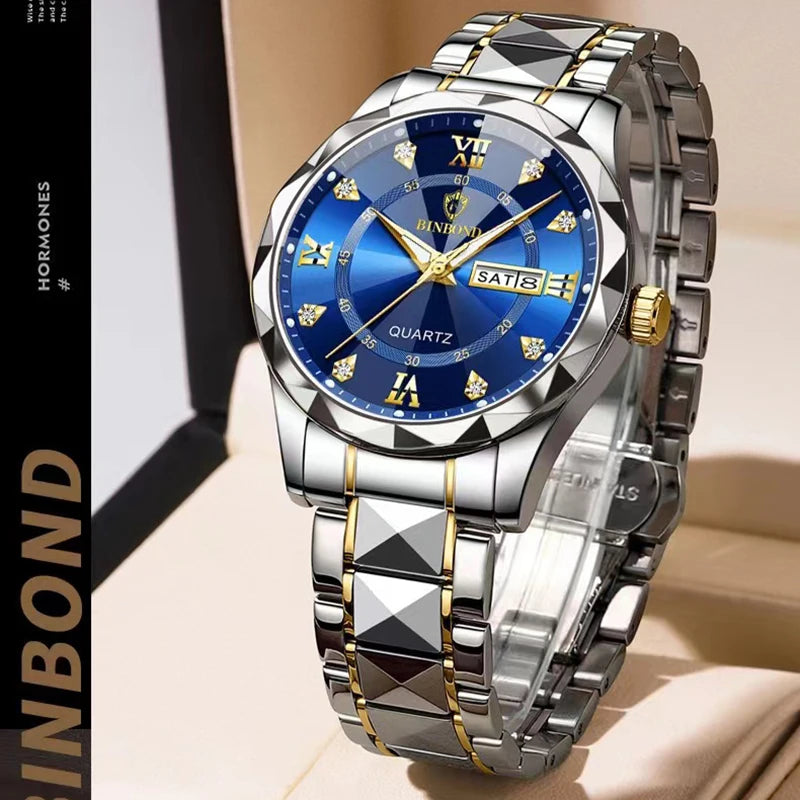 Fashion Men's Watches Fashion Trend Quartz Wristwatch Original Waterproof Stainless Steel Watch for Man Date Week 2023 Top Sale