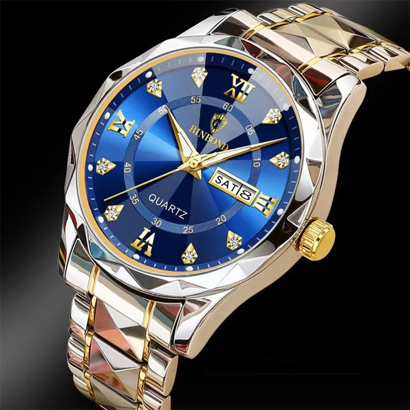 Fashion Men's Watches Fashion Trend Quartz Wristwatch Original Waterproof Stainless Steel Watch for Man Date Week 2023 Top Sale