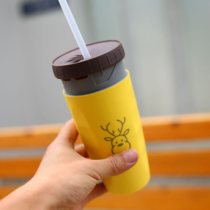 No Cover Twist Cup Travel Portable Cup Double Insulation Tumbler Straw Sippy Water Bottles Portable For Children Adults